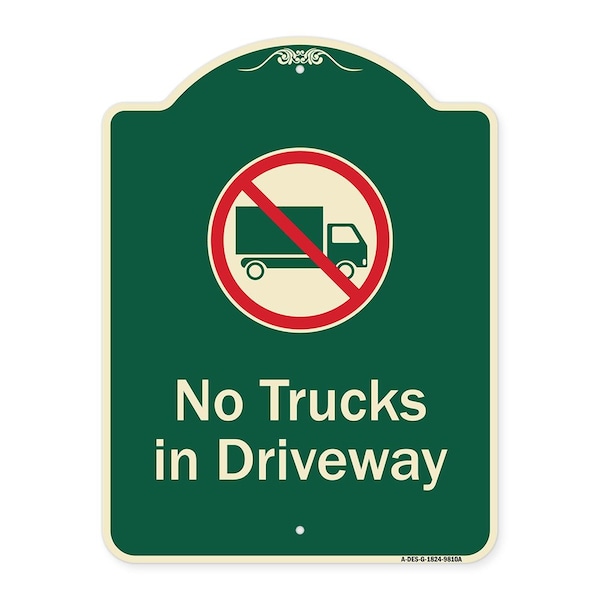 Designer Series-No Trucks In Driveway With Graphic Green, 24" x 18", G-1824-9810